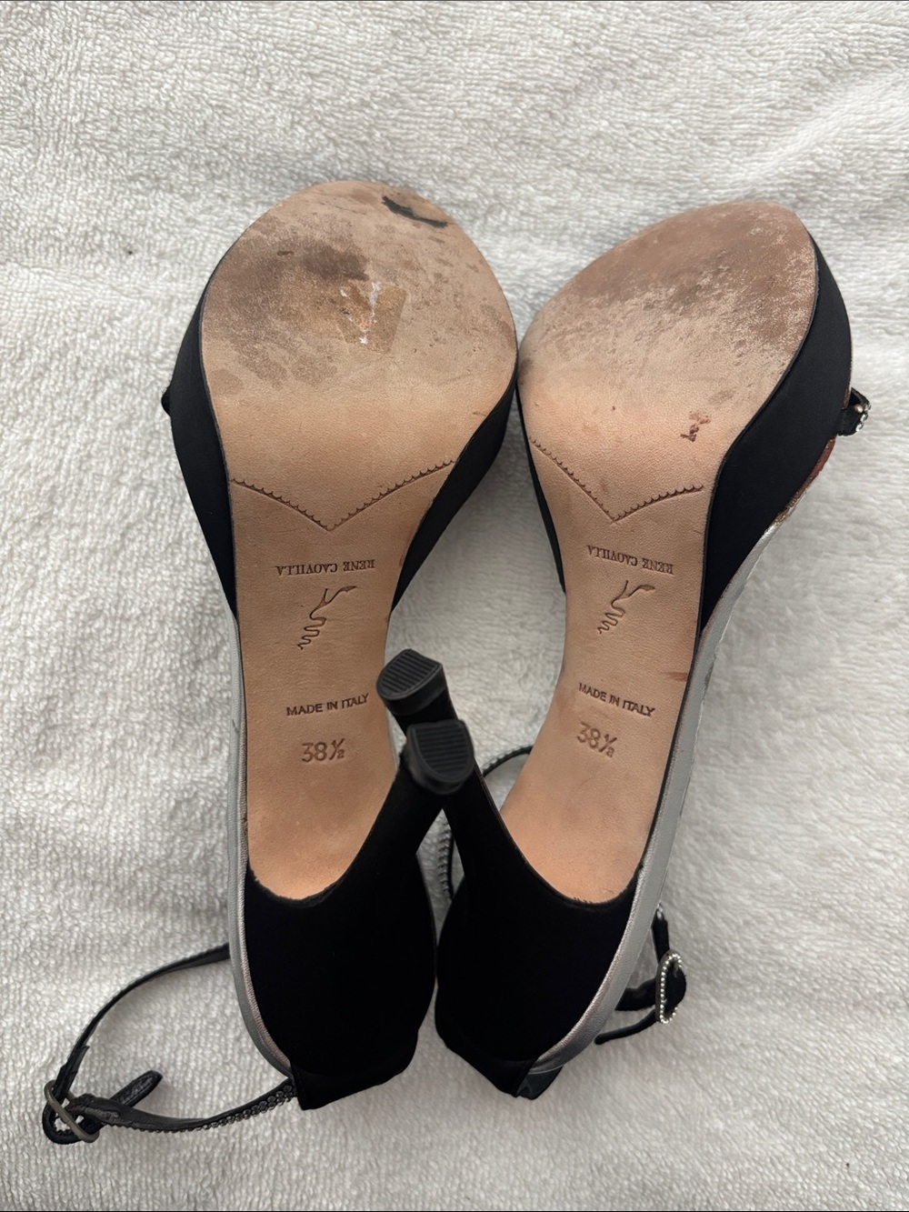 Rene Caovilla Satin Rhinestone Strappy Heels - Picture 10 of 17
